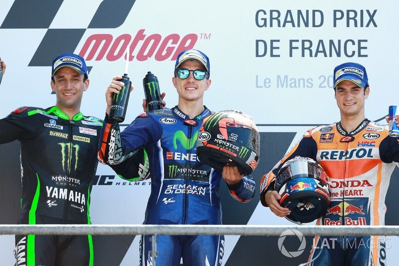 En 2017, le podium de Johann Zarco et Tech3 au GP de France
