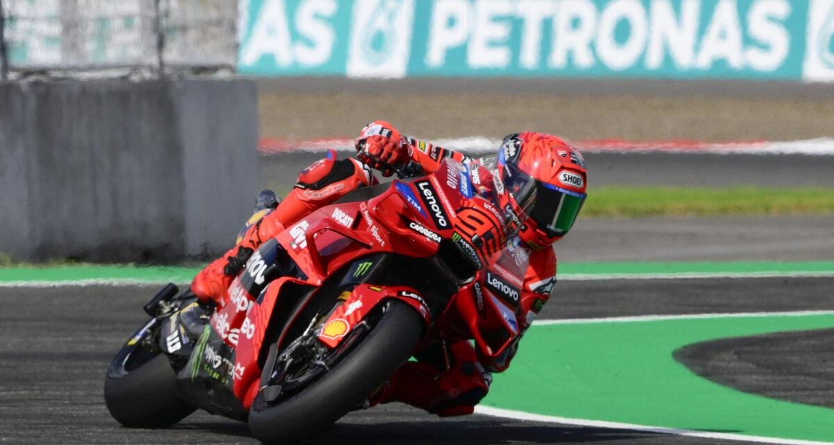 Marc Márquez en difficulté durant la course sprint du GP d'Indonésie