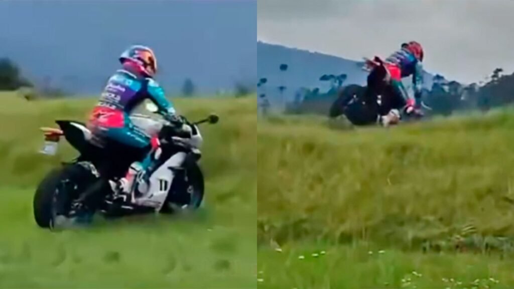 MotoGP, VIDEO, David Alonso survit à un vol plané terrifiant : il bat un avion… et finit dans l’herbe à pleine vitesse !